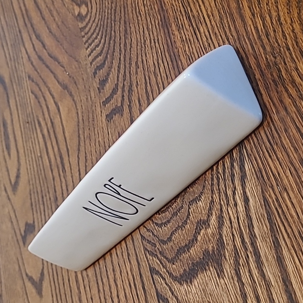 Rae Dunn White Ceramic 'NOPE' Plaque/paperweight